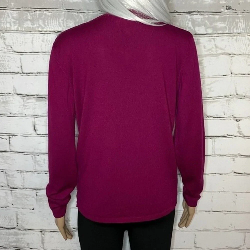 Henri Bendel Vintage Pink Merino Crew Neck Sweater Size Small - Picture 5 of 8